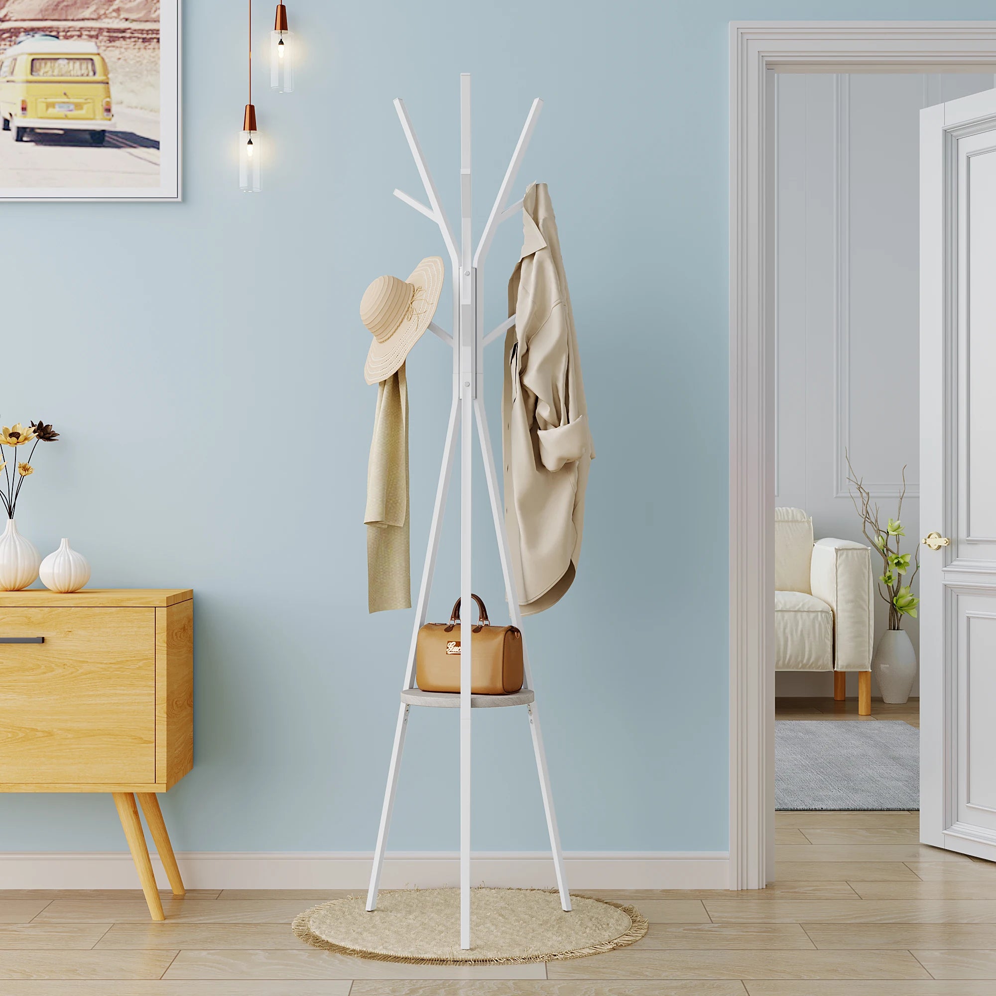 porte manteau sur pied blanc