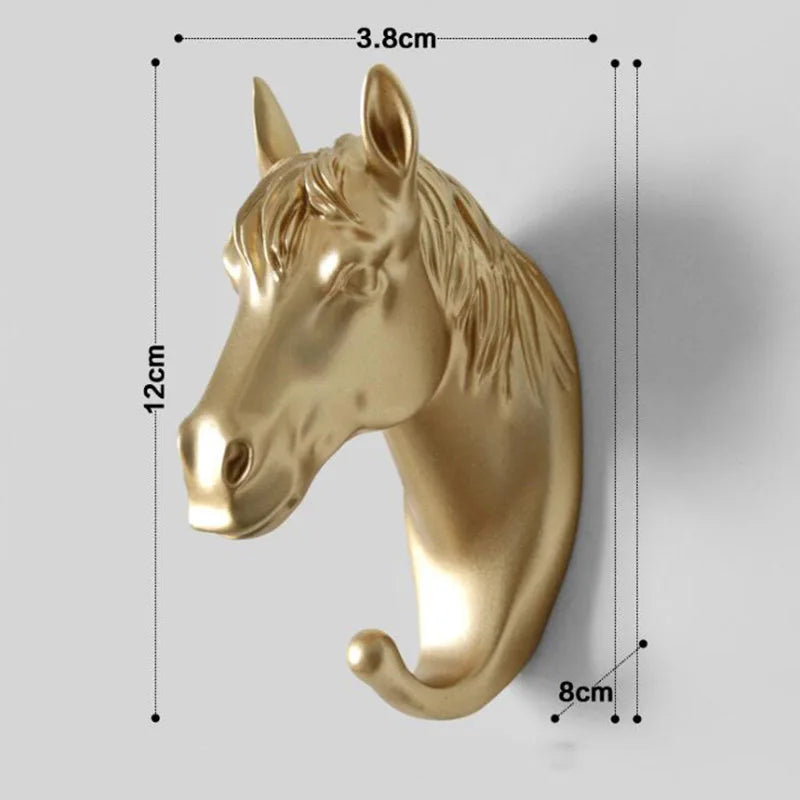 Porte manteau animaux cheval doré