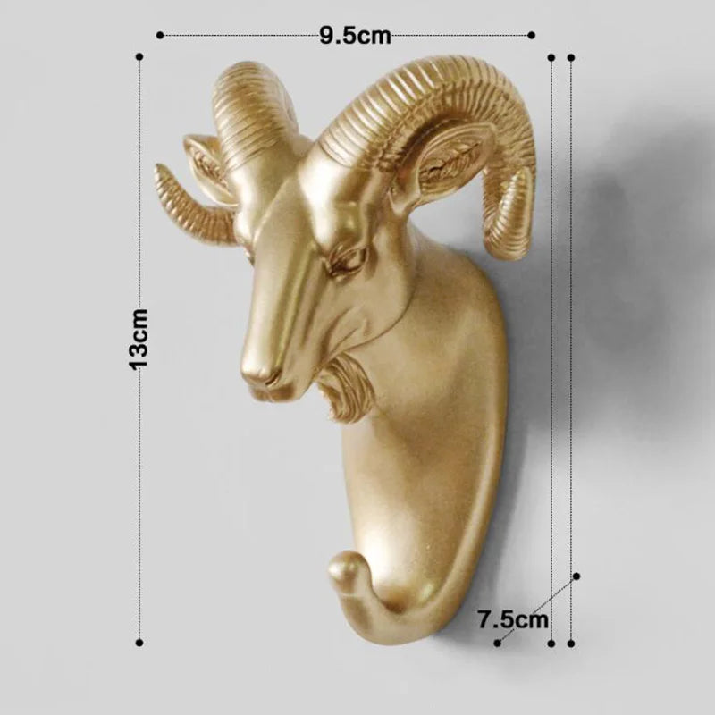 Porte manteau animaux mouton doré