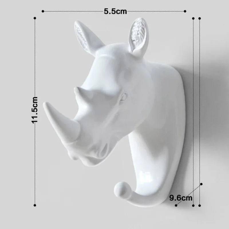 Porte manteau animaux rhino blanc