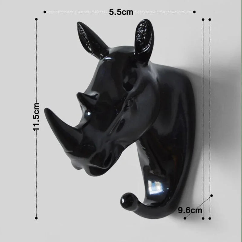 Porte manteau animaux rhino noir