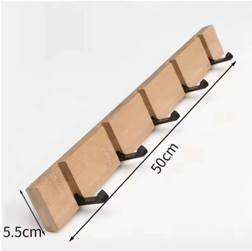 Porte manteau mural gain de place bambou 5