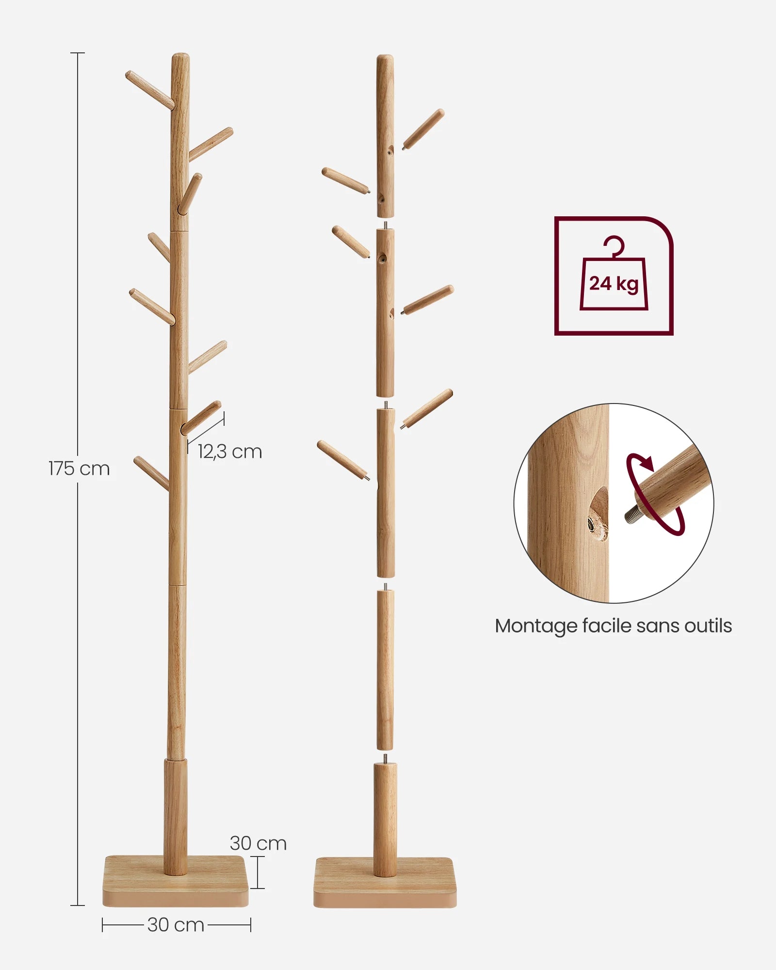 Porte manteau bois pied