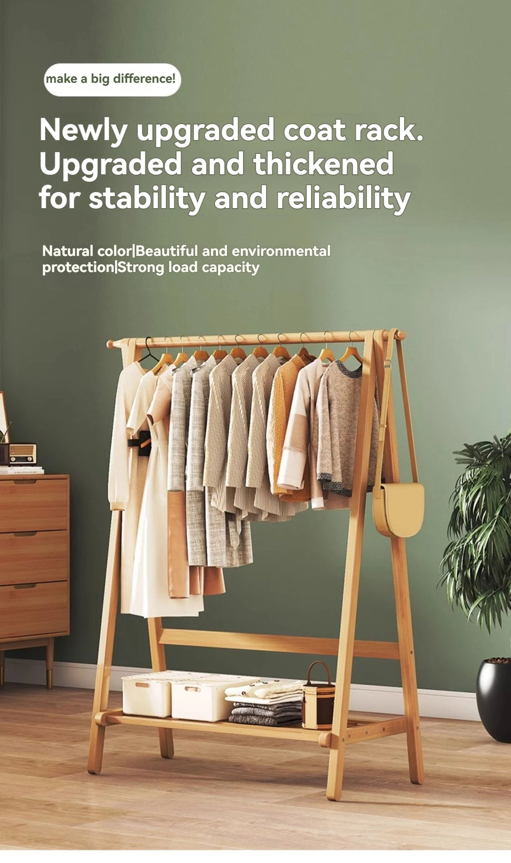 Portant vêtement bois