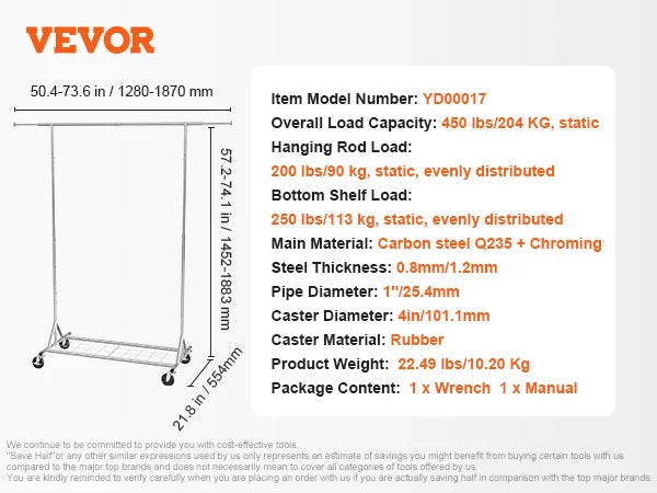 Porte vêtement sur roulettes