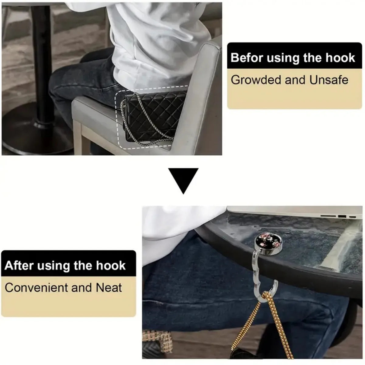 Crochet pour sac à main table