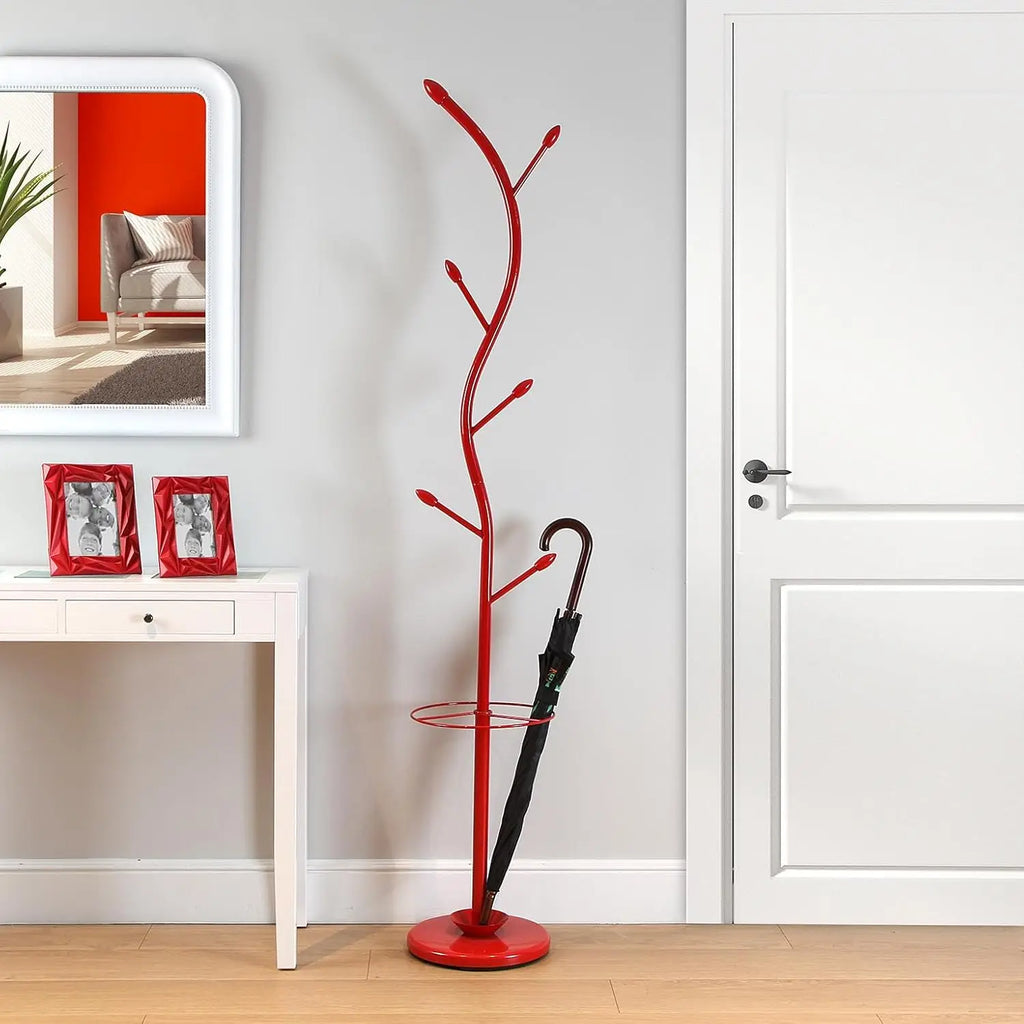 Porte manteau rouge sur pied
