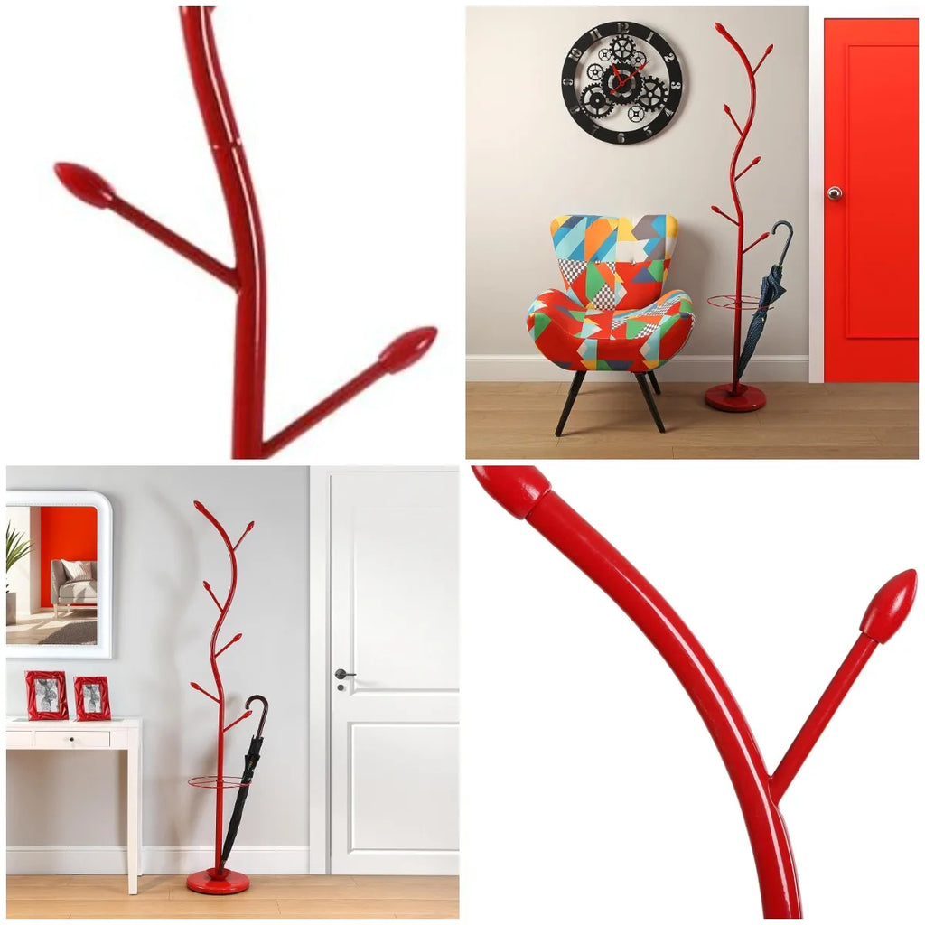 Porte manteau rouge sur pied