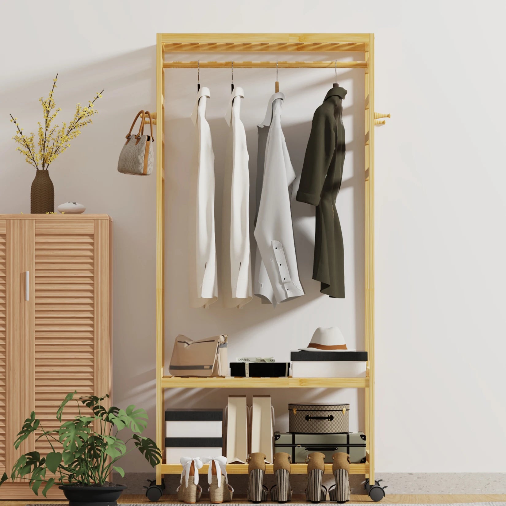 Portants vetements en bois